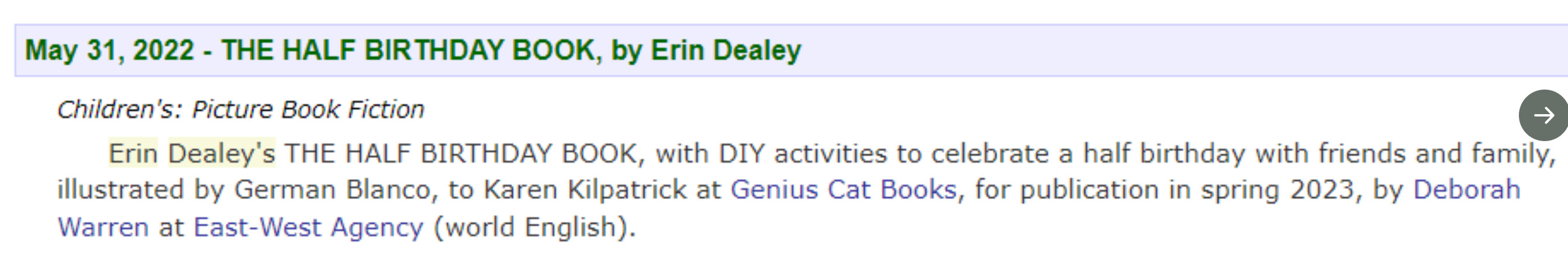 Erin Dealey Book Announcement